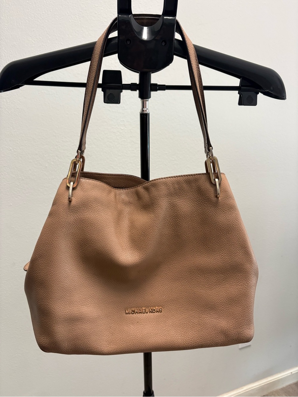 Michael Kors Tan Pebbled Leather Shoulder Bag with Gold Hardware